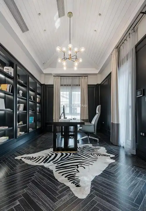 排屋别墅书房实木地板装修设计实景图