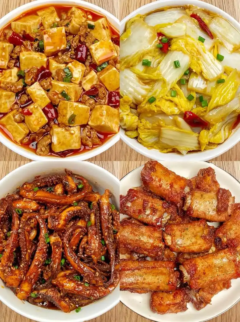 低成本家常菜做法 简简单单的家常菜美食来了.椒盐排骨,孜然鱿鱼