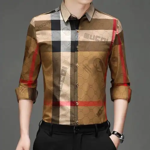 lvнck奢侈品牌秋冬新款男士时尚休闲格子长袖衬衫衬衣大气男装