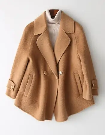 2018新款韩版羊毛大衣女宽松双面尼阿尔巴卡羊毛呢短款外套小个子