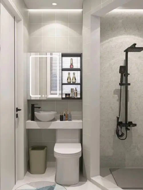 91清新迷你的卫浴装修,无主灯设计好好看独有的干湿分离,加高设计