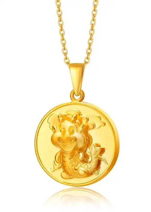 周大福 生肖 龙 黄金足金吊坠 r9864 男士 黄金吊坠 动物吊坠 送男