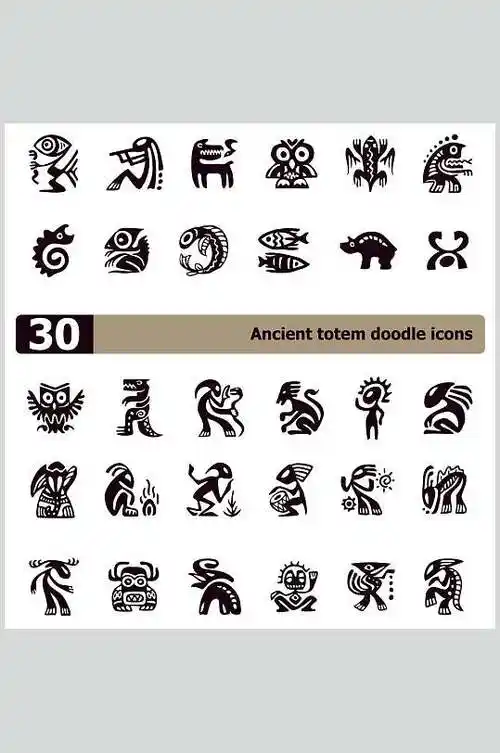 黑色动物图腾矢量素材