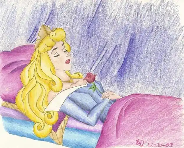 美丽的睡美人蜡笔画作品图片