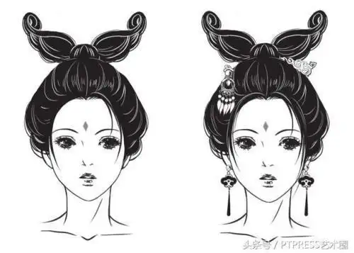 动漫古代发型简笔画