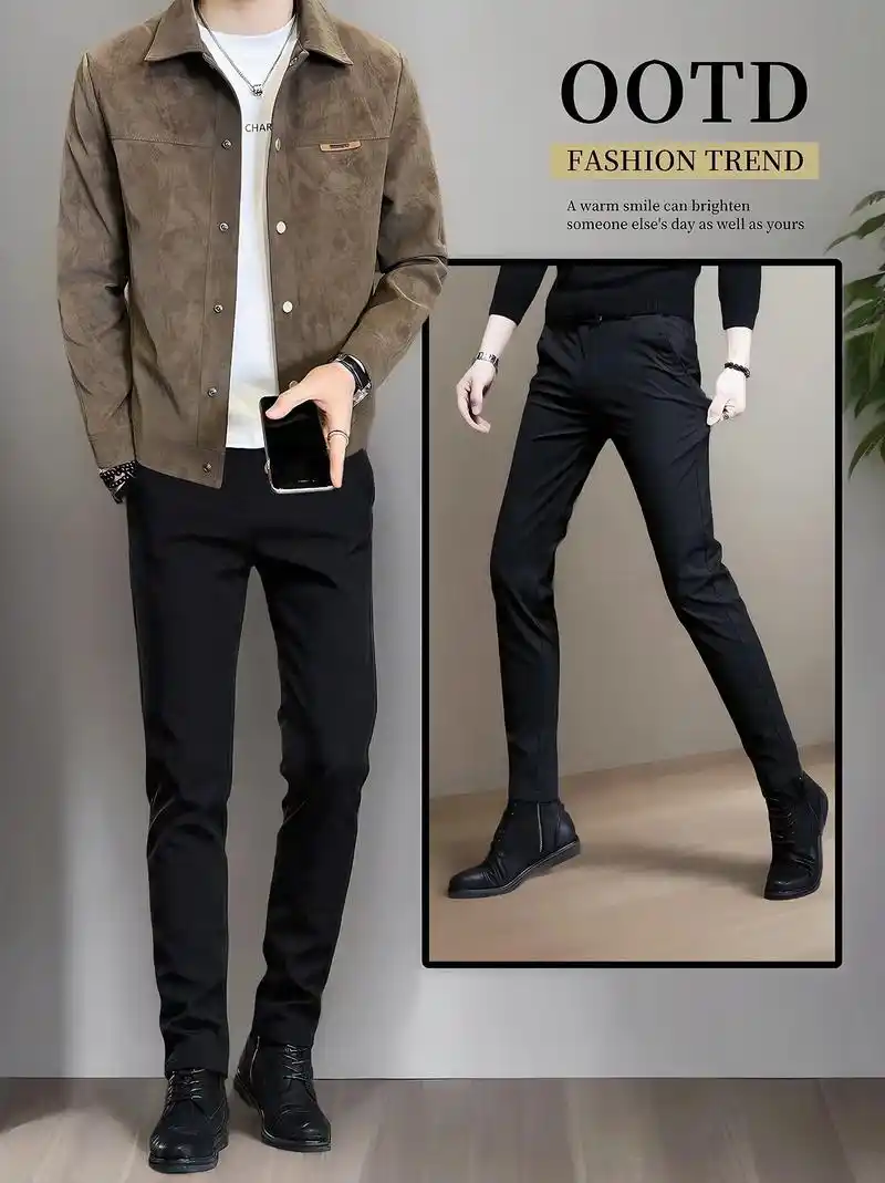 早秋新款男士休闲弹力修身小脚裤