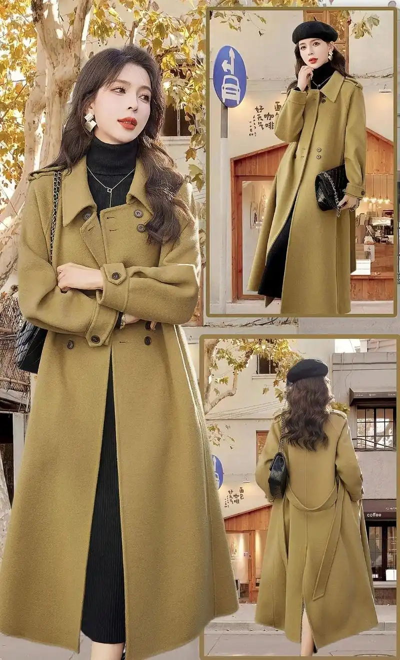 姐妹们:这款双面羊毛大衣中长款 23 秋冬新款韩版气质翻领双 - 抖音