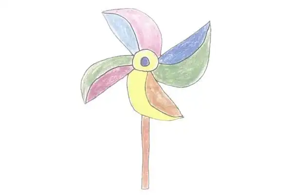 风车简笔画的画法步骤图解教程