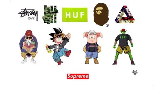 supreme x 七龙珠 悟空超级赛亚人swag 经典潮牌家居装饰挂画摆件