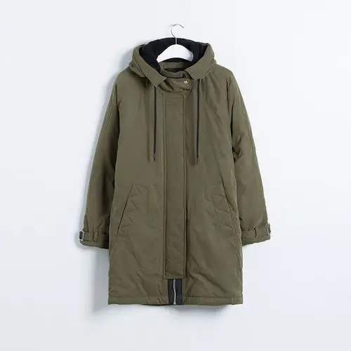 c&a女式潮流印花连帽棉服 冬季工装休闲加厚保暖外套ca200183854