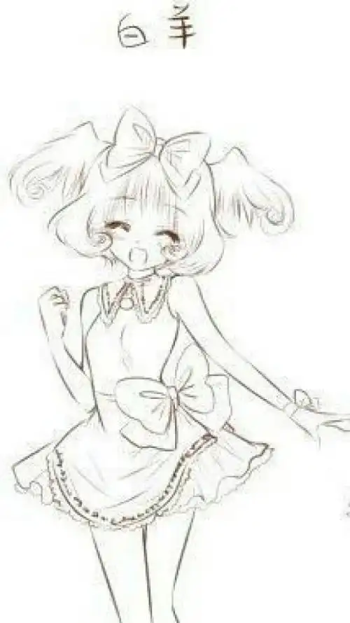 十二星座手绘素描少女萌图