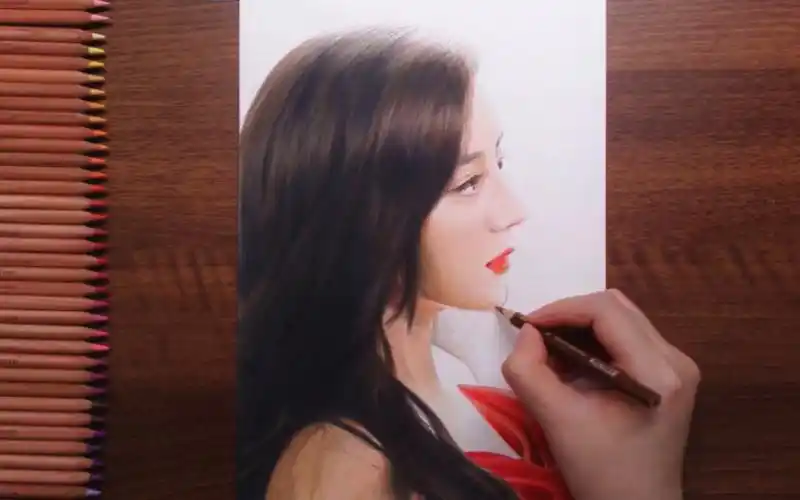 彩铅手绘迪丽热巴