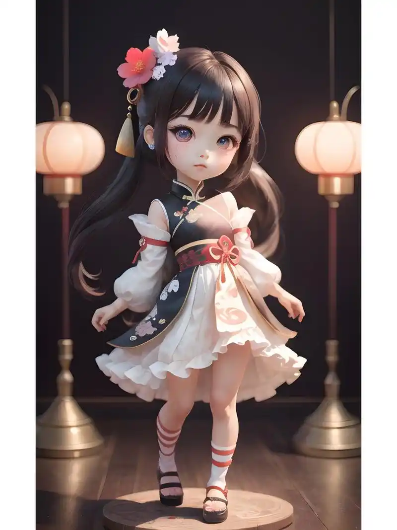 国风q版丸子头女孩