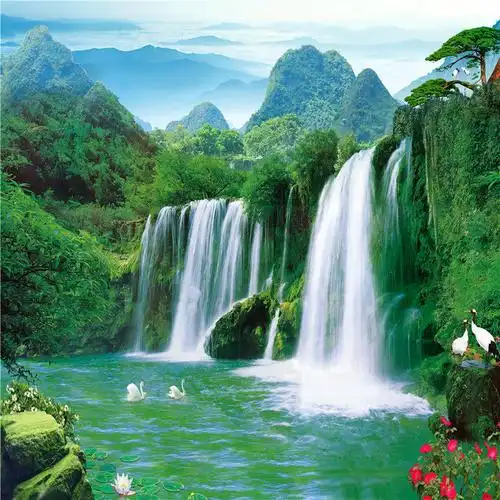 抖音直播背景墙yy主播直播背景布快手才艺表演背景墙3d风景外景山水网