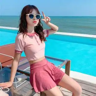 胖女孩游泳衣分体中大童12初中学生13岁女童泳装加大码15高中生16