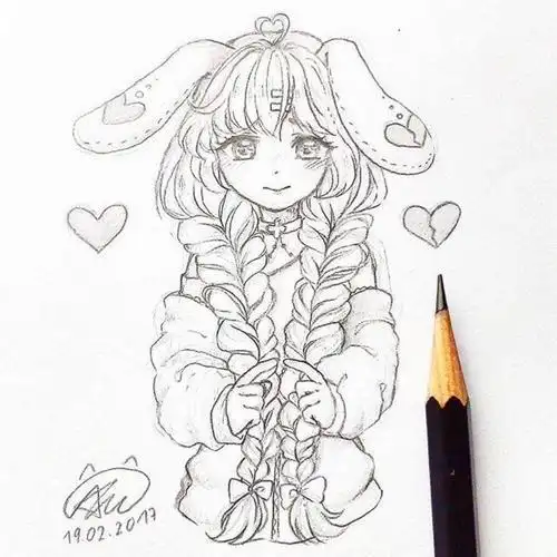 动漫人物女生可爱简笔画