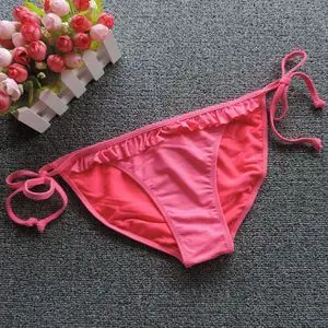 外贸原单时尚荷叶边性感系带三角泳裤女游泳裤
