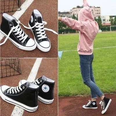 筒女中高中学生女生高帮清新女女女高绑帆布鞋帆布鞋