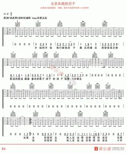北京东路的日子吉他谱 群星-彼岸吉他 - 一站式吉他爱好者服务平台