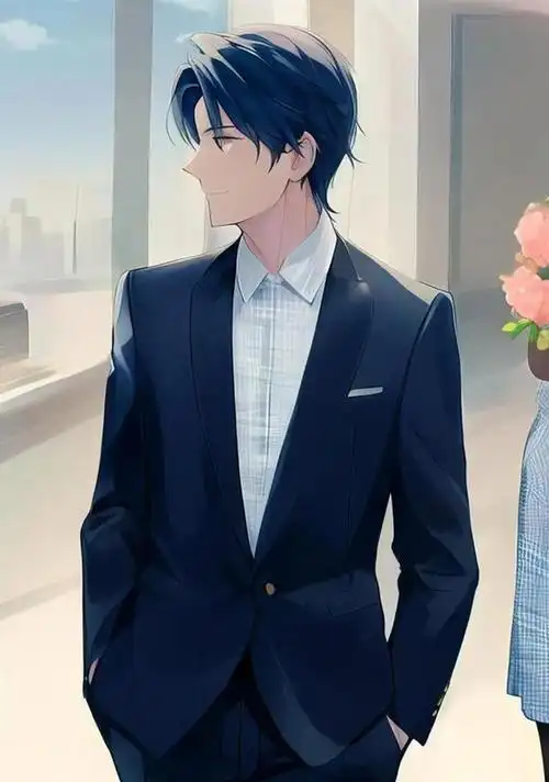 他肤色白皙,五官清秀中带着一抹俊俏,帅气中又带着一抹温柔!