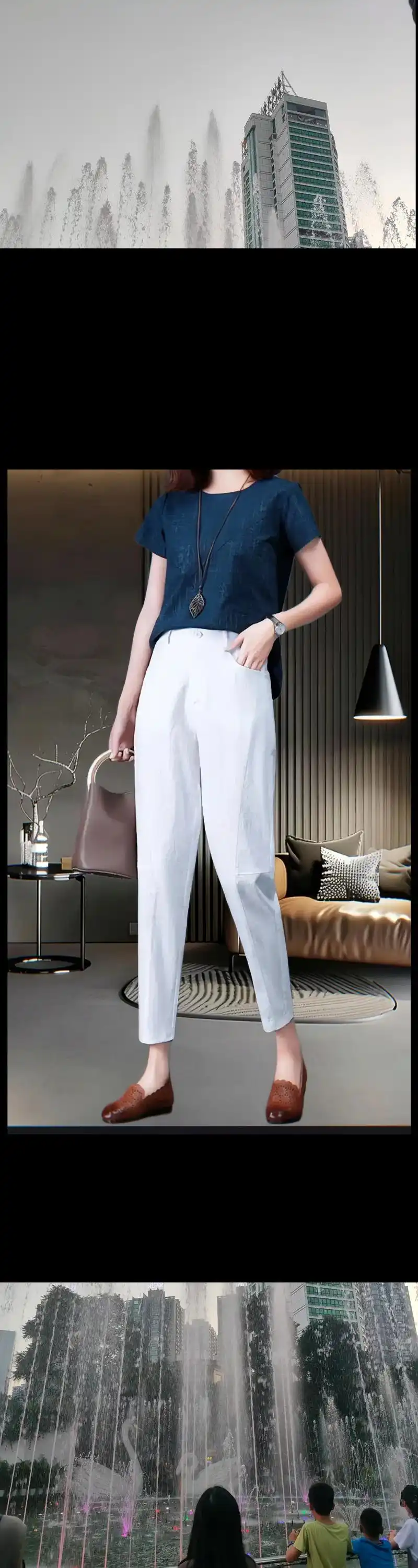 夏季薄款亚麻九分哈伦裤