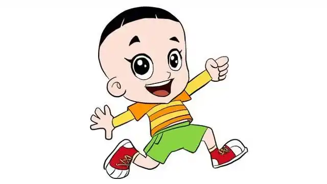 奔跑中的可爱的大头儿子儿童卡通简笔画