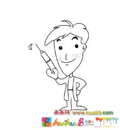 医生手拿针管简笔画
