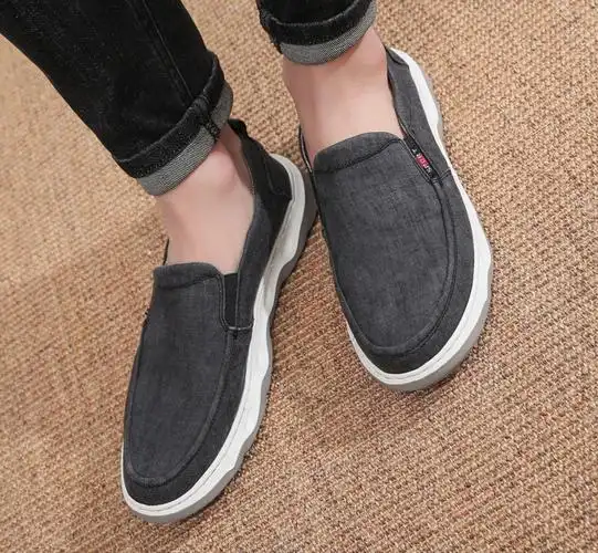 散步鞋走路鞋春秋老北京布鞋男单鞋防滑软底一脚蹬休闲鞋男士轻便透气