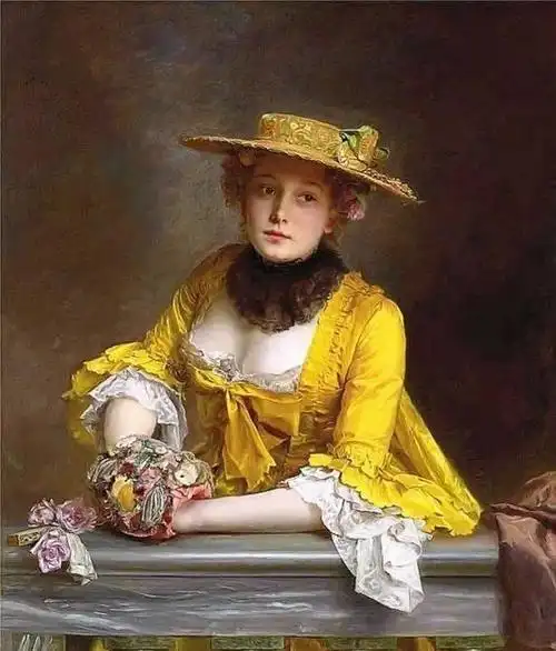 贵族女性肖像画优雅迷人,服饰精美—法国油画大师古斯塔夫·雅凯