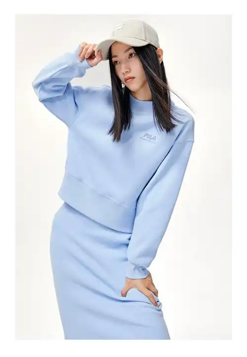 fila斐乐官方女子半身裙年秋季新款时尚休闲针织半身裙女冰雪蓝lb1807