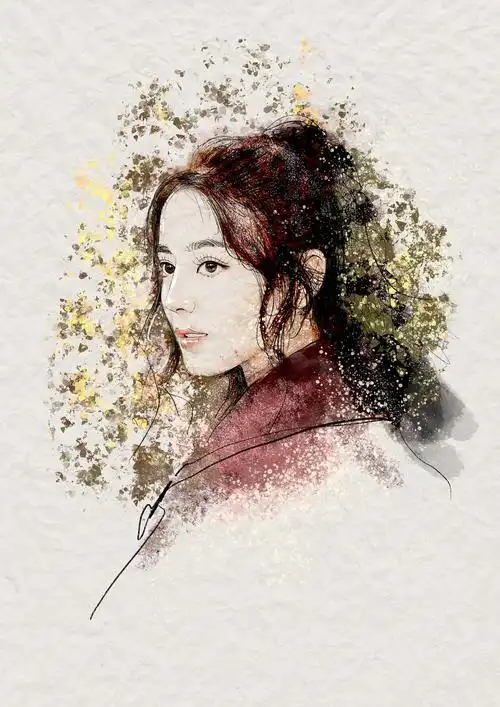 手绘 线稿 头像 迪丽热巴 参考自 @dear-迪丽热巴