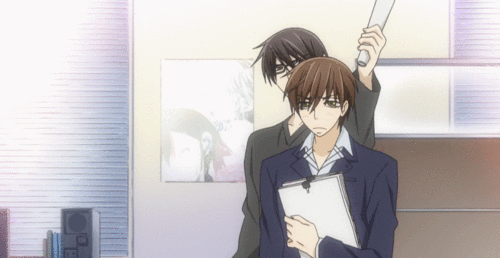 动漫小野寺律帅气敲头日常萌高野政宗gif动图_动态图_表情包下载_soo