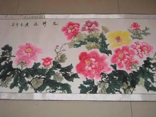 【图】中国美协会员,山东著名画家【王启恒】横幅牡丹立轴《花开富贵