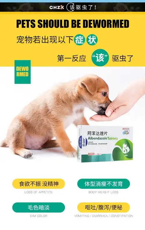 新宠之康阿苯达唑片6粒盒狗狗体内驱虫药猫咪打虫药宠物药品