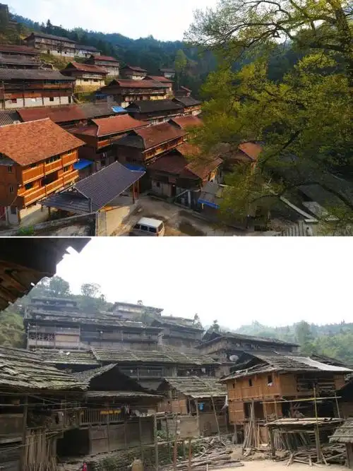 拼版照片,上图为乌英苗寨"双语双向"培训班的同学