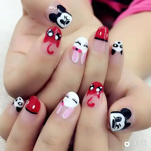 可爱动物乐园美甲图片