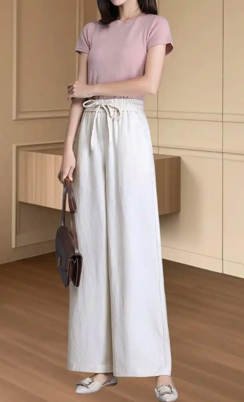在这炎炎的夏日里,这款夏季薄款亚麻阔腿裤是时尚妈妈们的绝佳选择!