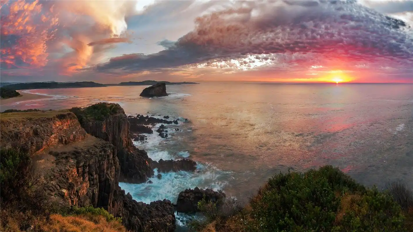 风景壁纸,唯美,天空,清新,海洋,森林,自然风光,太阳,壁纸,1920x1080