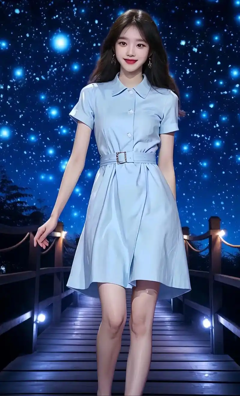 新款女装法式淡蓝色连衣裙夏季时尚名媛复古洋高级感气质