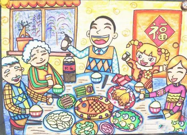 2017快乐过新年的儿童画作品欣赏