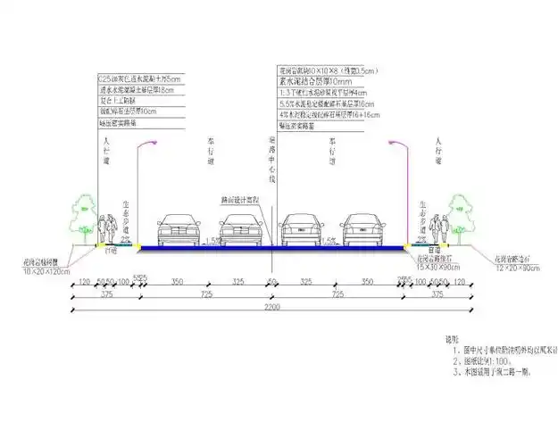 道路等级:城市支路 交通量饱和设计年限(年):15年  ;沥青砼路面结构