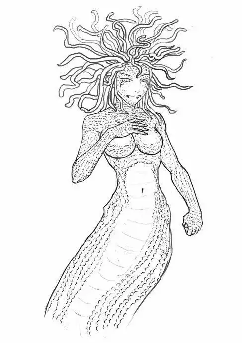 帅哥半人半蛇简笔画