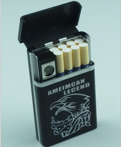 便携20支装不锈钢金属自动弹烟烟盒usb充电打火机细薄电子点烟器