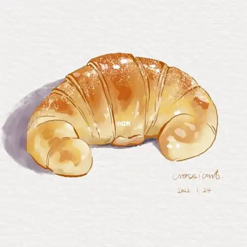 procreate新手临摹练习水彩画可颂面包