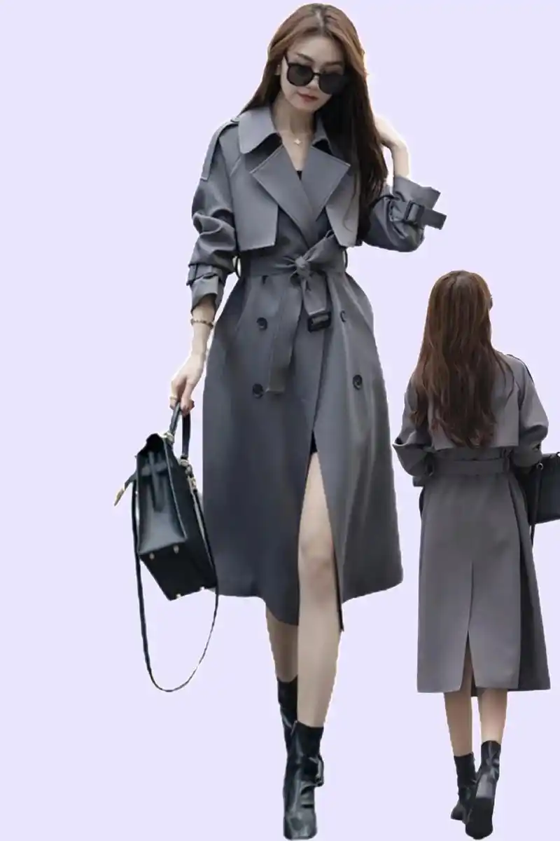 仙女!高档风衣中长款~春装新款高档风衣女中长款,采用双排扣设 - 抖音