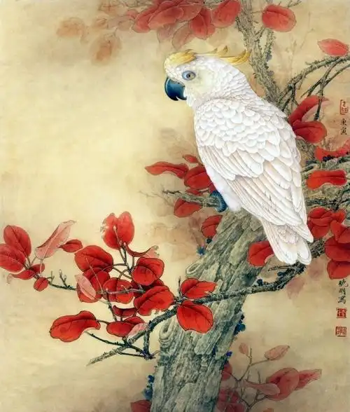 国画鹦鹉