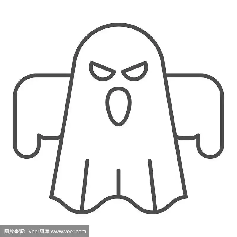 幽灵细线图标.可怕的夜晚邪恶的怪物.