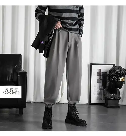 的裤子男韩版潮流炸街直筒休闲长裤秋冬季灰色df254xl130至145斤可穿