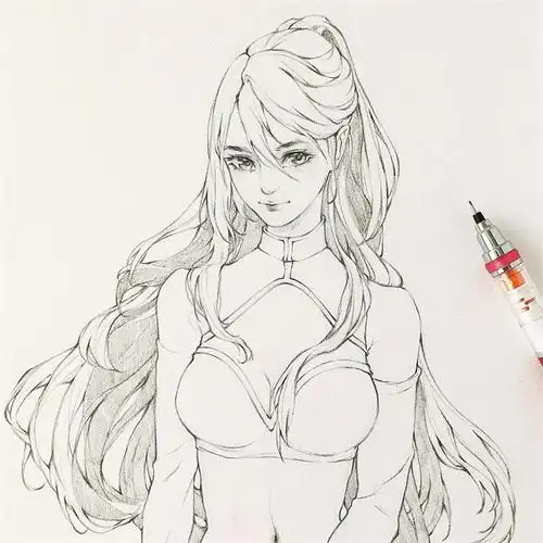 铅笔画动漫人物作品,初学者必备动漫线稿素材
