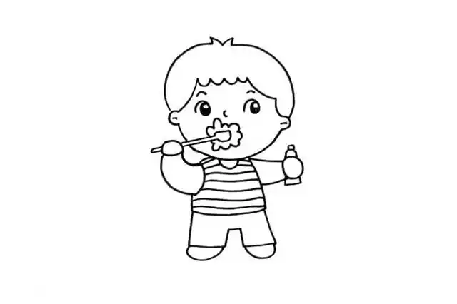 刷牙的小男孩简笔画怎么画